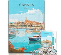 Rompecabezas de Viaje de Cannes, Francia, 1000 Piezas para Adultos, Regalo para Pasar el rato en casa Cada Pieza es única Juego Familiar desafiante y Divertido 38x26cm