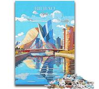 Rompecabezas de Viaje de España y Bilbao para Adultos, 1000 Piezas, Actividad Familiar con póster a Juego y Hoja de Trivia para Mayores de 14 años, 1000 Piezas (26x38cm)
