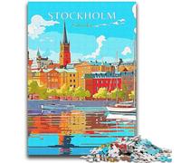 Rompecabezas de Viaje de Estocolmo, Suecia, 1000 Piezas para Adolescentes, Juego Familiar antiestrés, desafío difícil, Regalo para Amigos y Familiares, 2000 Piezas (70x100cm)