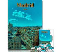 Rompecabezas de Viaje de la Ciudad de Madrid, España, para Adultos y Adolescentes, 1000 Piezas, Juego desafiante, Juguetes Cada Pieza es única Juego Familiar desafiante y Divertido 38x26cm