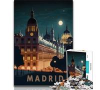 Rompecabezas de Viaje de Madrid, España, 1000 Piezas para Adultos Difícil de completar, Pero Divertido y Divertido Decoración hogar, 38x26cm