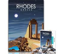 Rompecabezas de Viaje de Rodas, Grecia, 1000 Piezas para Adultos Un Juego desafiante y Familiar con Piezas aleatorias Que se entrelazan por Completo, 50x75cm