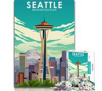 Rompecabezas de Viaje de Seattle, Washington, para Adultos y Adolescentes Ayuda a ejercitar el Cerebro Juguetes adictivos para Cultivar la Paciencia Gran Regalo 50x75cm