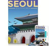 Rompecabezas de Viaje de Seúl, Corea del Sur, 1000 Piezas para Adolescentes, Juguete de lógica Mental, Escape Tranquilo, Arte de Bordes Finos, Coleccionable (38x26cm)