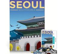 Rompecabezas de Viaje de Seúl, Corea del Sur, 1000 Piezas para Adolescentes, Juguete de lógica Mental, Escape Tranquilo, Arte de Bordes Finos, Coleccionable (38x52cm)