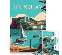 Rompecabezas de Viaje de Torquay, Devon, 1000 Piezas para Adolescentes Refuerza la Memoria Tranquilo y Sereno Borde de Calidad Regalo Ideal para Pedir un Deseo a Papá Noel 38x52cm