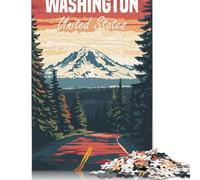 Rompecabezas de Viaje del Estado de Washington de 1000 Piezas para Adultos y Adolescentes. Juego Familiar de 38 x 26 cm (1000 Piezas).