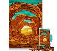 Rompecabezas de vidrieras con diseño de Arco desértico, 1000 Piezas, para Adultos Regalos para Fortalecer la Memoria, Momentos de Serenidad, Calidad y espíritu navideño 38x26cm