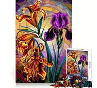 Rompecabezas de vidrieras con diseño de Lirio Tigre Vibrante e Iris fénix, 1000 Piezas para Adolescentes Desarrollo cognitivo, diversión sin estrés, Corte preciso, (38x26cm)