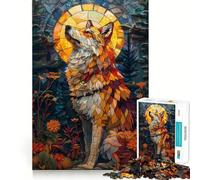 Rompecabezas de vidrieras de Lobo de 1000 Piezas Ejercicio Mental Divertido Piezas de Ajuste preciso Una Forma entretenida de Pasar el Tiempo Libre (38x52cm)