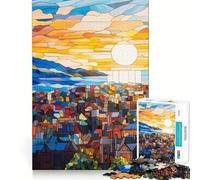 Rompecabezas de vidrieras de Oslo, Noruega, para Adolescentes, 1000 Piezas, para Fortalecer la Memoria, Momentos de Paz, Regalo clásico (38x26cm)