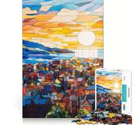 Rompecabezas de vidrieras de Oslo, Noruega, para Adultos, 1000 Piezas, con Sistema de Memoria, fácil de armar, Ideal para el Ocio Regalo artístico (50x75cm)