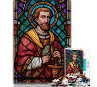 Rompecabezas de vidrieras de Santa A para Adultos, 1000 Piezas Ejercita el Cerebro Juguetes adictivos para Cultivar la Paciencia Ideal para Parejas 75x50cm