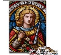 Rompecabezas de vidrieras de Santa A para Adultos, Ideal para Pasar el rato sin estrés en casa, con póster y Hoja de Trivia a Juego (50x75cm)