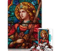 Rompecabezas de vidrieras de Santa Apollinare para Adultos, 1000 Piezas, desafiante, Divertido y Divertido, con póster y Hoja de Trivia a Juego, 50x75cm