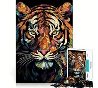 Rompecabezas de vidrieras de Tigre para Adultos, 1000 Piezas, Juguete Inteligente, Divertido y Casual, Corte preciso, Regalo artístico 38x26cm