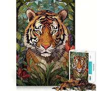 Rompecabezas de vidrieras de Tigre para Adultos, 1000 Piezas, Juguete Inteligente, Divertido y Casual, Corte preciso, Regalo artístico 50x75cm