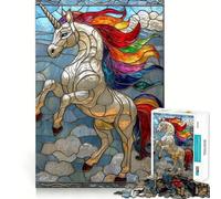 Rompecabezas de vidrieras de Unicornio arcoíris para Adultos, 1000 Piezas, Juego Inteligente, Divertido y Relajante, Ideal para armar, Regalo preciado (38x26cm)