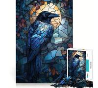 Rompecabezas de vidrieras Raven de 1000 Piezas para Adultos Juguete Intelectual para calmar y Relajarse Corte preciso Artículo de Santa Claus (38x52cm)
