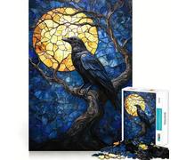 Rompecabezas de vidrieras Raven Moon para Adolescentes, 1000 Piezas, colección de Arte Recall Upgrade Calm Relax Clear Cut (50x75cm)