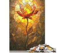 Rompecabezas de Vidrio con diseño de Flor Dorada, Juego Familiar desafiante, 100% cartón Reciclado, Ideal para Adultos y niños, Regalo de cumpleaños, 1000 Piezas (75 x 50 cm)