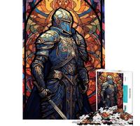 Rompecabezas de Vidrio de 1000 Piezas para Adultos diseño de Guerrero paladín Juego práctico Divertido y Original Regalo de cumpleaños (Tamaño 38x26cm)