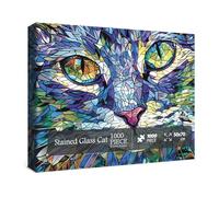 Rompecabezas de vidrio manchado de gato de 1000 piezas para adultos, rompecabezas de animales coloridos de 1000 piezas, rompecabezas divertido de gatito, rompecabezas de gatos lindos como decoración