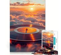 Rompecabezas de Vinilo con diseño de Puesta de Sol 1000 Piezas Juego de concentración Mental diseño de Ajuste Huecos desafío Cerebral Interactivo para el hogar (38x52cm)