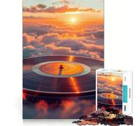 Rompecabezas de Vinilo con diseño de Puesta de Sol 1000 Piezas Juguete de construcción Focus Ajuste Firme Montaje Seguro Juguete de Entretenimiento para Interiores (38x26cm)