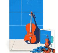 Rompecabezas de violín sobre Azulejos Azules para Adolescentes 1000 Piezas estimula la Mente Divertido de Corte Limpio componentes Resistentes Actividad para Compartir en Familia (50x75cm)