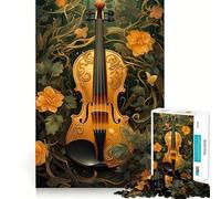Rompecabezas de violín Vintage para Adolescentes 1000 Piezas Divertido Juego de Memoria Superficie Lisa sin Rebabas Regalo de cumpleaños Juguete para ejercitar la Mente (38x26cm)