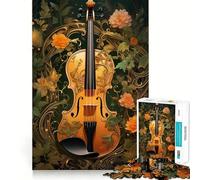 Rompecabezas de violín Vintage para Violinista 1000 Piezas Entrenamiento Mental Divertido de Corte Limpio componentes Resistentes Entretenimiento cautivador para Disfrutar en casa (50x75cm)