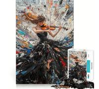Rompecabezas de Violinista con Vestido Negro para Adultos 1000 Piezas Juego de Memoria Corte Fino Acabado Premium Forma entretenida de Pasar el Tiempo Libre (38x26cm)