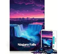 Rompecabezas de Vista Nocturna de Las Cataratas del Niágara para Adultos, 1000 Piezas, Juego Mental, diversión Relajante, Bordes limpios, Pieza de colección de Arte (38x52cm)