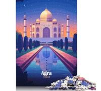 Rompecabezas de Vista Nocturna del Taj Mahal, desafío difícil, 100% cartón Reciclado, para Adultos, 1000 Piezas (75 x 50 cm)