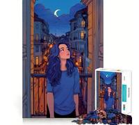 Rompecabezas de Vista Nocturna Desde el balcón para Adolescentes, 1000 Piezas, Juguete de razonamiento y Habilidad, Juego Relajante, Corte Exacto, Regalo de Santa Claus (38x26cm)