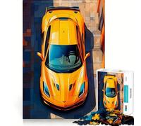 Rompecabezas de Vista Superior del Corvette Amarillo para Adolescentes,1000 Piezas,Juego para estimular la Mente,Piezas sin Rebabas,Corte Limpio,fácil de Aprender,diversión para Toda la Familia