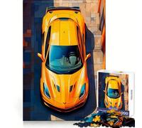 Rompecabezas de Vista Superior del Corvette Amarillo para Adultos, 1000 Piezas, Ejercicio Mental, Ocio Consciente, Cierre Seguro, (38x52cm)