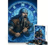 Rompecabezas de vitral de Guerrero Vikingo con Hacha para Adolescentes, 1000 Piezas, Mejora la Memoria, distracción Suave, Corte láser, Regalo Original (50x75cm)