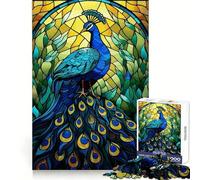Rompecabezas de vitral de Pavo Real para Adultos, 1000 Piezas, Think Toy, diversión Tranquila, Corte Limpio, Pieza de Arte Fino (38x26cm)