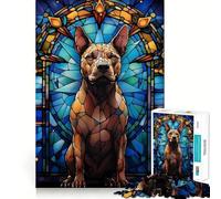 Rompecabezas de vitral de Perro Pit Bull para Adultos, 1000 Piezas, Juego de Habilidad, Tiempo en Familia, Arte de Corte preciso, Coleccionable (38x26cm)