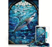 Rompecabezas de vitral de tiburón para Adultos, 1000 Piezas, Juguete de lógica, vínculo Familiar, Corte de precisión, cálida Sorpresa 50x75cm