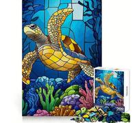 Rompecabezas de vitral de Tortuga Marina para Adolescentes, 1000 Piezas, Juguete para ejercitar la Mente, diseño Relajante, Montaje, Sorpresa navideña (50x75cm)