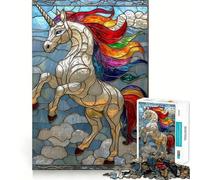 Rompecabezas de vitral de Unicornio arcoíris para Adultos, 1000 Piezas, Juguete de lógica Mental, diversión Relajante, Corte Firme, cálida Sorpresa (38x52cm)
