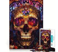 Rompecabezas de vitrales con Calaveras para Adolescentes, 1000 Piezas, Juguete Inteligente, Tiempo Libre, Corte preciso, Regalo de Temporada 38x26cm