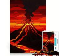 Rompecabezas de vitrales con erupción volcánica para Adolescentes 1000 Piezas Juego para estimular la Mente Montaje Firme y Seguro Actividad para Fortalecer los Lazos Familiares (38x26cm)