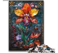 Rompecabezas de vitrales con Flores para Adolescentes, Juegos educativos y decoración del hogar, Toda la Familia 70x100cm
