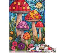 Rompecabezas de vitrales con Forma de Hongo, Divertido Rompecabezas de cartón Premium para Adultos y Adolescentes, Día del Padre, 1000 Piezas (38 x 26 cm)