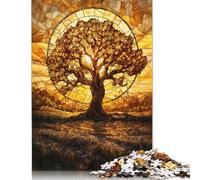 Rompecabezas de vitrales de Amber Tree, Juguete de descompresión, cartón 100% Reciclado, para Adultos, Adolescentes, Regalo del Día del Padre, 1000 Piezas (75 x 50 cm)