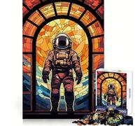 Rompecabezas de vitrales de astronautas para Adultos, 1000 Piezas, para desarrollar la concentración, la Capacidad de Ocio y el placerUn Regalo Elegante para Navidad (38x52cm)